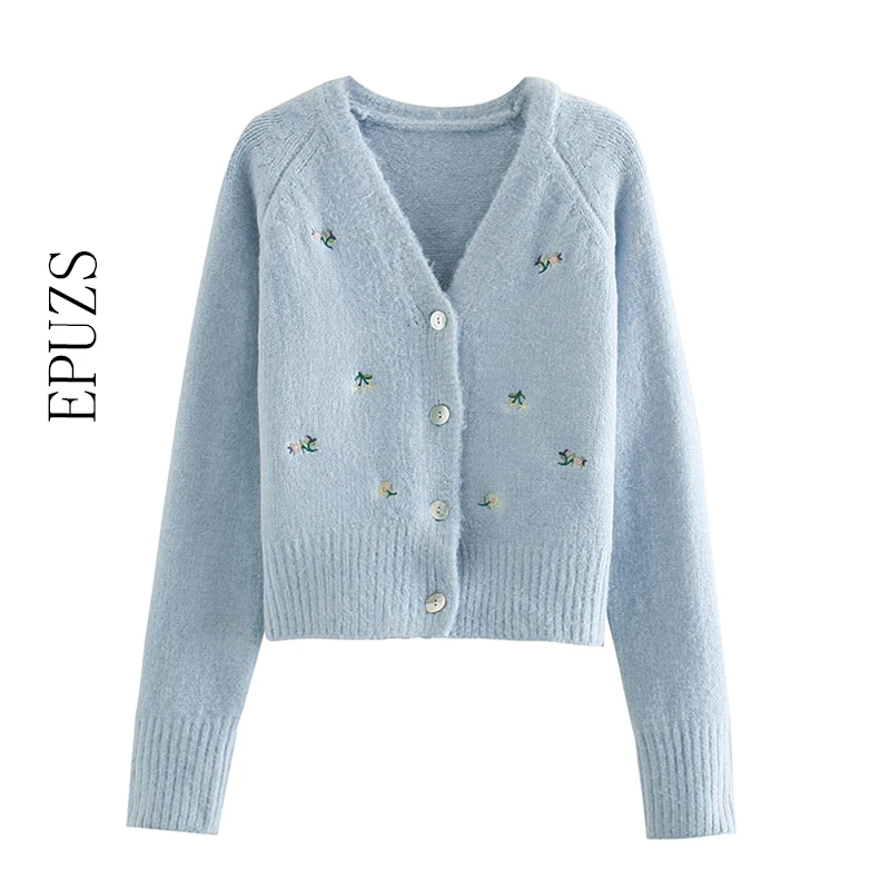 Vintage Floral Embroidered Knitted 