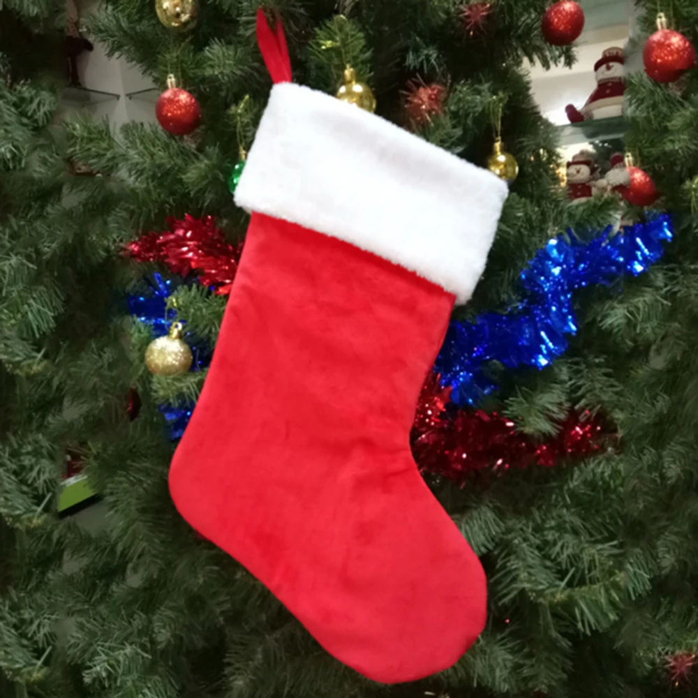 

Christmas Plush Short Stockings Christmas Eve Hanging Candy Socks Bags Xmas For New Year Child Gift Home Ornament