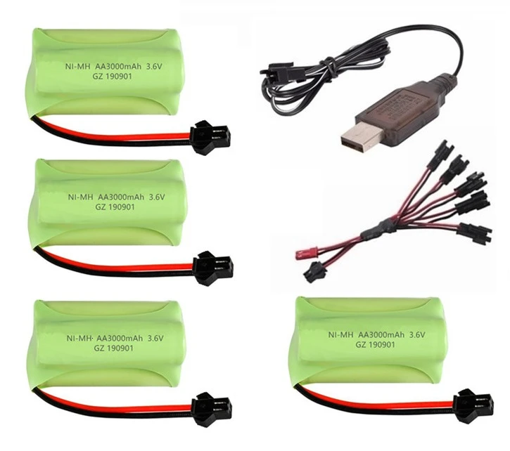 T модель) Ni-MH 3,6 V 3000mah батарея+ 3,6 v зарядное устройство для Rc игрушечного автомобиля Танк Поезд Робот Лодка пистолет AA 3,6 v перезаряжаемый аккумулятор - Цвет: Coffee