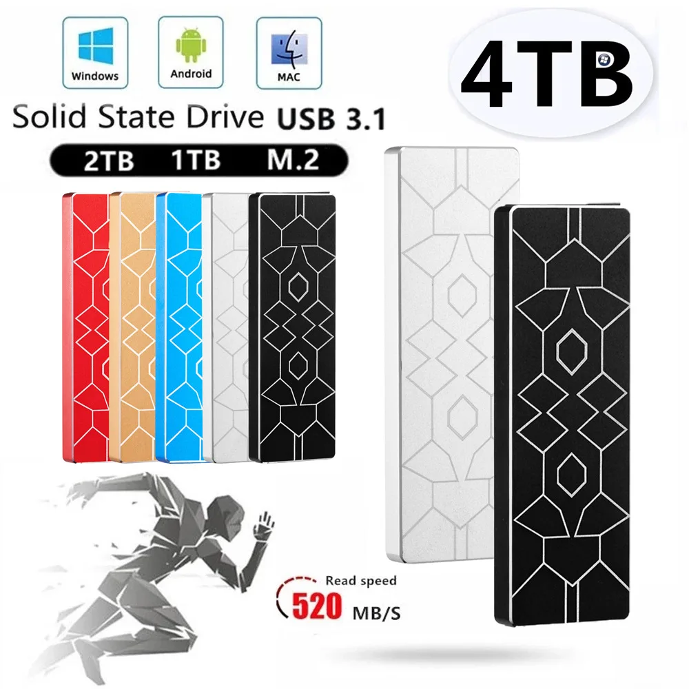 SSD USB 3.1 2 ТБ внешний жесткий диск для настольного мобильного ноутбука компьютера