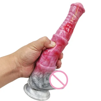 Huge Silicone Animal Dildo Horse Penis With Suction Cup Vagina Stimulate Female Masturbator Gory Raw Meat Color Anal Sex Toys 3