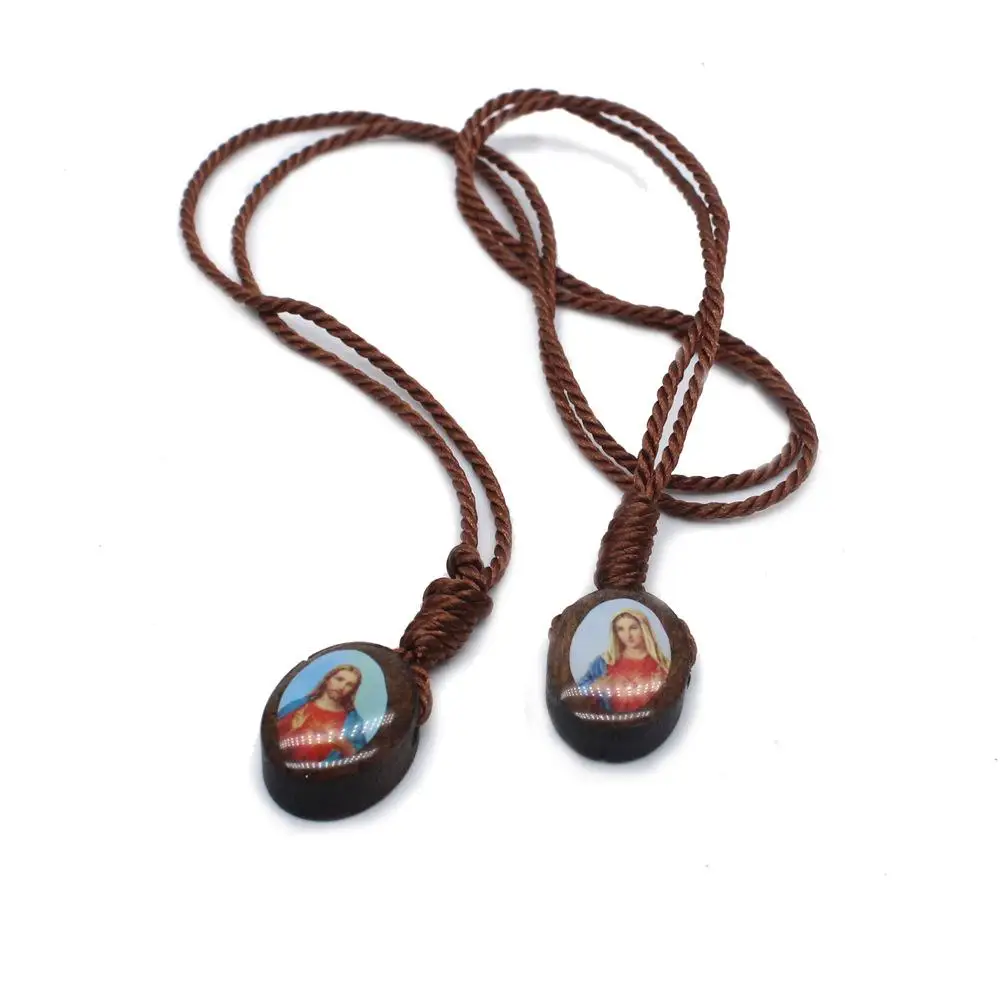 Святого отца девственницы Epaulette католическое ожерелье с деревянным крестом молитва Христос церковные принадлежности