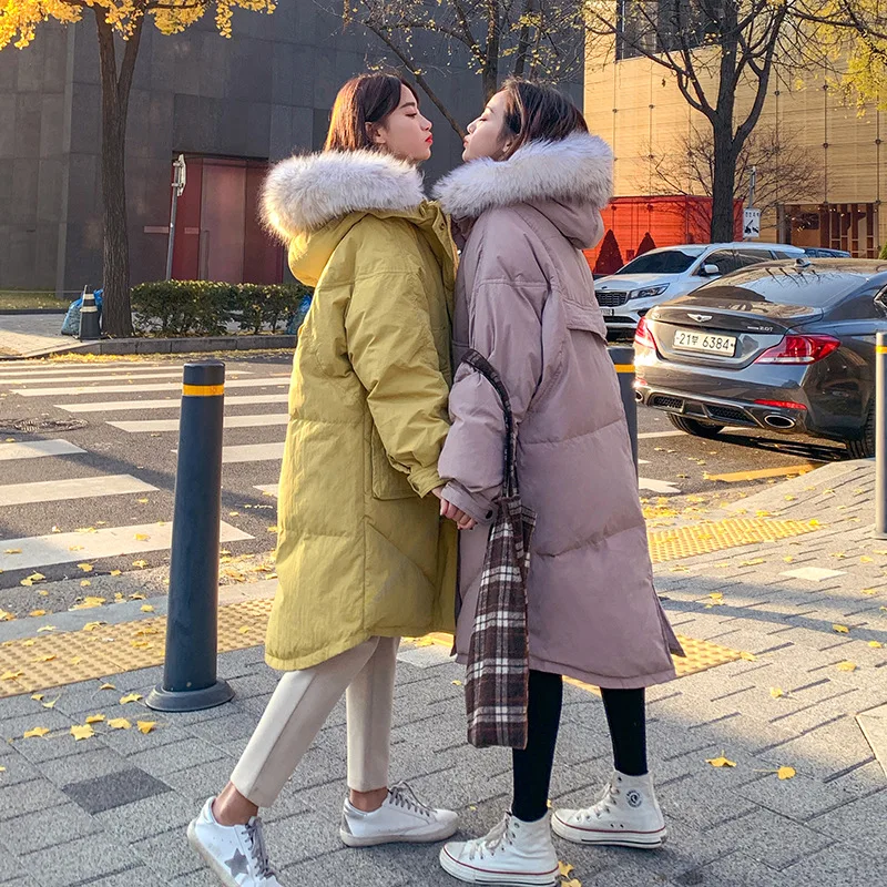 

Solid Color 2018 Winter New Style Mid-length Casual Fashion Comfortable Loose-Fit with Cotton-padded Clothes Hooded with Model F
