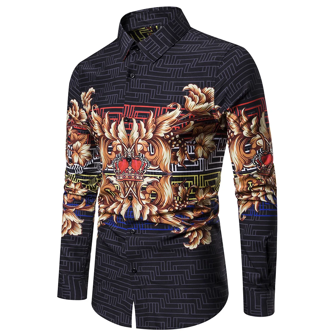 Top men shirt men men s shirts fashion casual shirts printed shirts men s lapel shirts 3