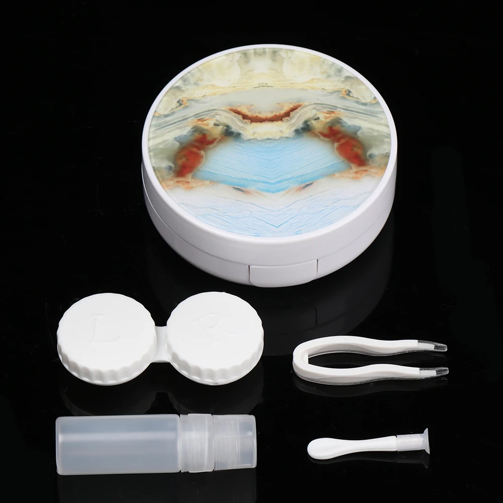 1 шт. дизайн ABS Шарм Мраморный Рисунок корпус контактных линз с зеркалом для женщин мужчин унисекс набор держателя контактных линз коробка