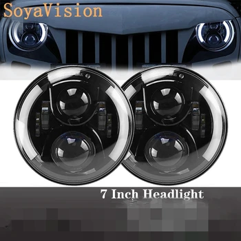 

2pcs black 7 Inch Round H/Low lm LED Headlight For Lada 4x4 urban Niva For Jeep Wngler Hummer Land rover defender