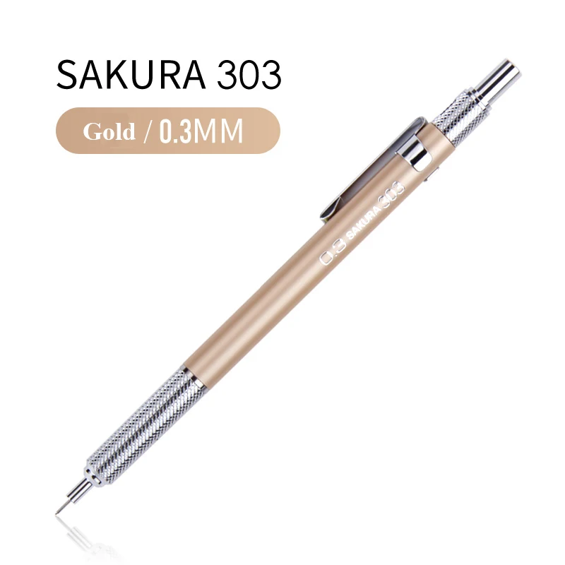 0.3mm Golden SAKURA XS-30 металлический пресс механический карандаш Lapiz 0,3/0,5 мм рисунок дизайн живопись автоматические карандаши графитовый проектирование поставок - Цвет: 0.3mm Golden