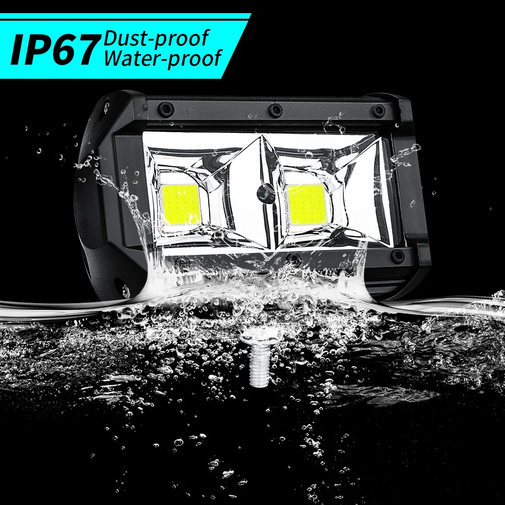 1 шт./2 шт. 12 V-24 V 48 Вт 5 дюймов автомобиль внедорожник Внедорожник Рабочий светильник бар однорядные Светодиодный прожектор светильник 6000K белый грузовика пикапа, можно использовать при работе светильник