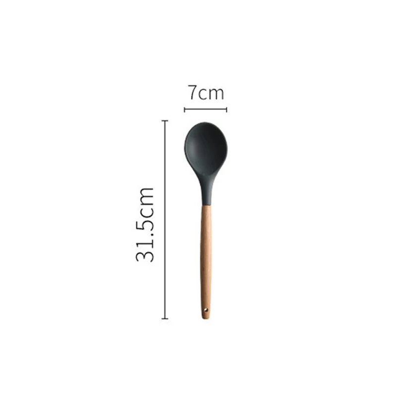 round soup spoon Детский самокат кухонные принадлежности для готовки набор суповая ложка лопатка антипригарная лопата с деревянной ручкой специальный термостойкий дизайн - Цвет: round soup spoon