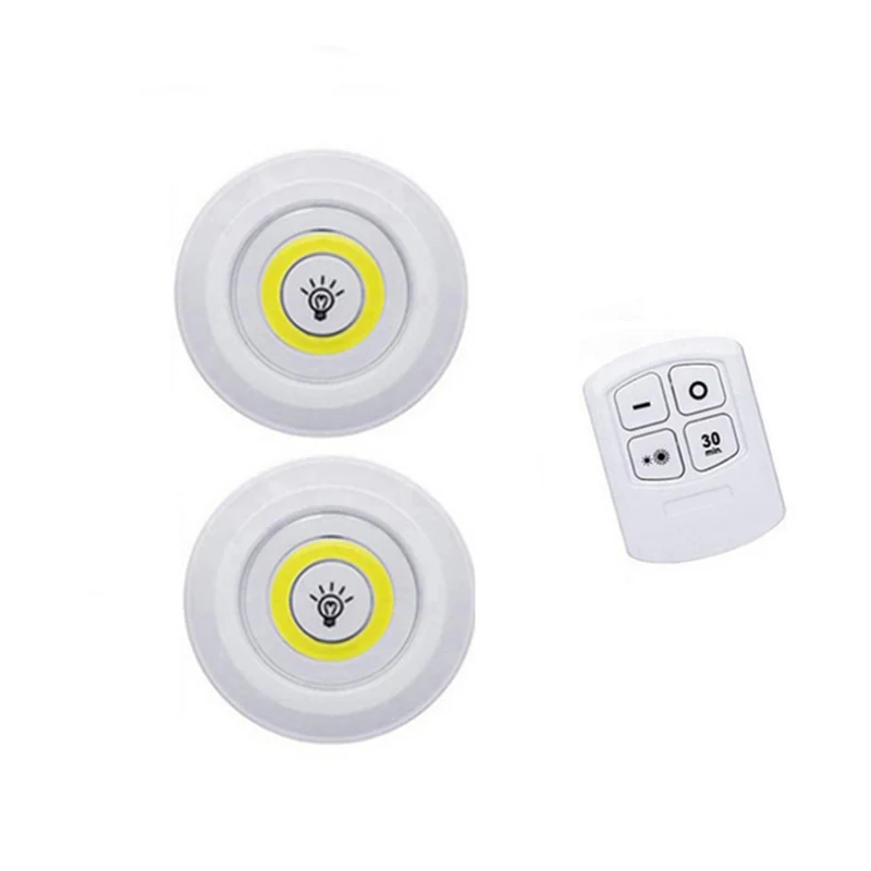 1Remote 2Lamps 3 Вт Cob под шкаф светильник светодиодный беспроводной светильник для спальни с пультом дистанционного управления затемненный шкаф ночник для общежития шкаф - Испускаемый цвет: 1Remote 2Lamps