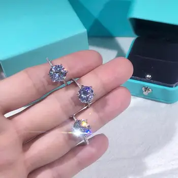 

TSHOU176 Luxury Female White Bridal Wedding Ring Set Real Sterling silver 925 Jewelry With Zircon Stone Engagement Rings