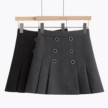 Женская юбка, осень, новое шоу, тонкая трапециевидная юбка, высокая талия, тканевая юбка, открытая шерстяная юбка