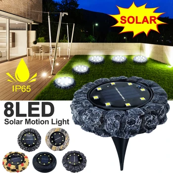 

Imitation Stone 8 LED Solar Lights Outdoor Solar Powered Ground Lights Outdoor Waterproof Solar Garden Lights Solar Disk Lights