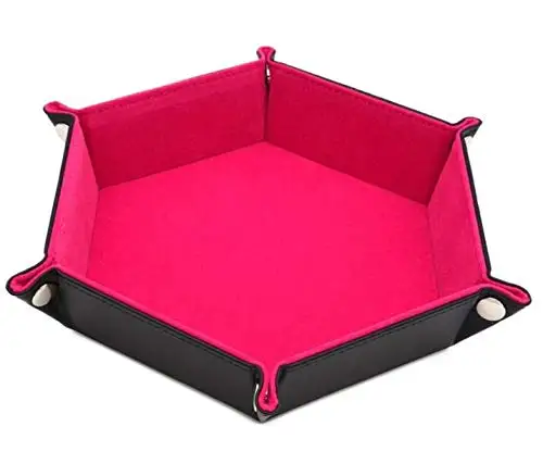 Hot-Pink XRHYY Роллинг складной шестигранник игральные кости лоток держатель для RPG DND игры в кости двухсторонний толстый PU кожа и бархат кости мат - Цвет: Hot-Pink