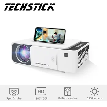 

Techstick WIFI Projector Full HD 1080P Led Mirroring Projector 4K Wireless Sync Display Beamer 3500 Lumens LCD Video Player GT10