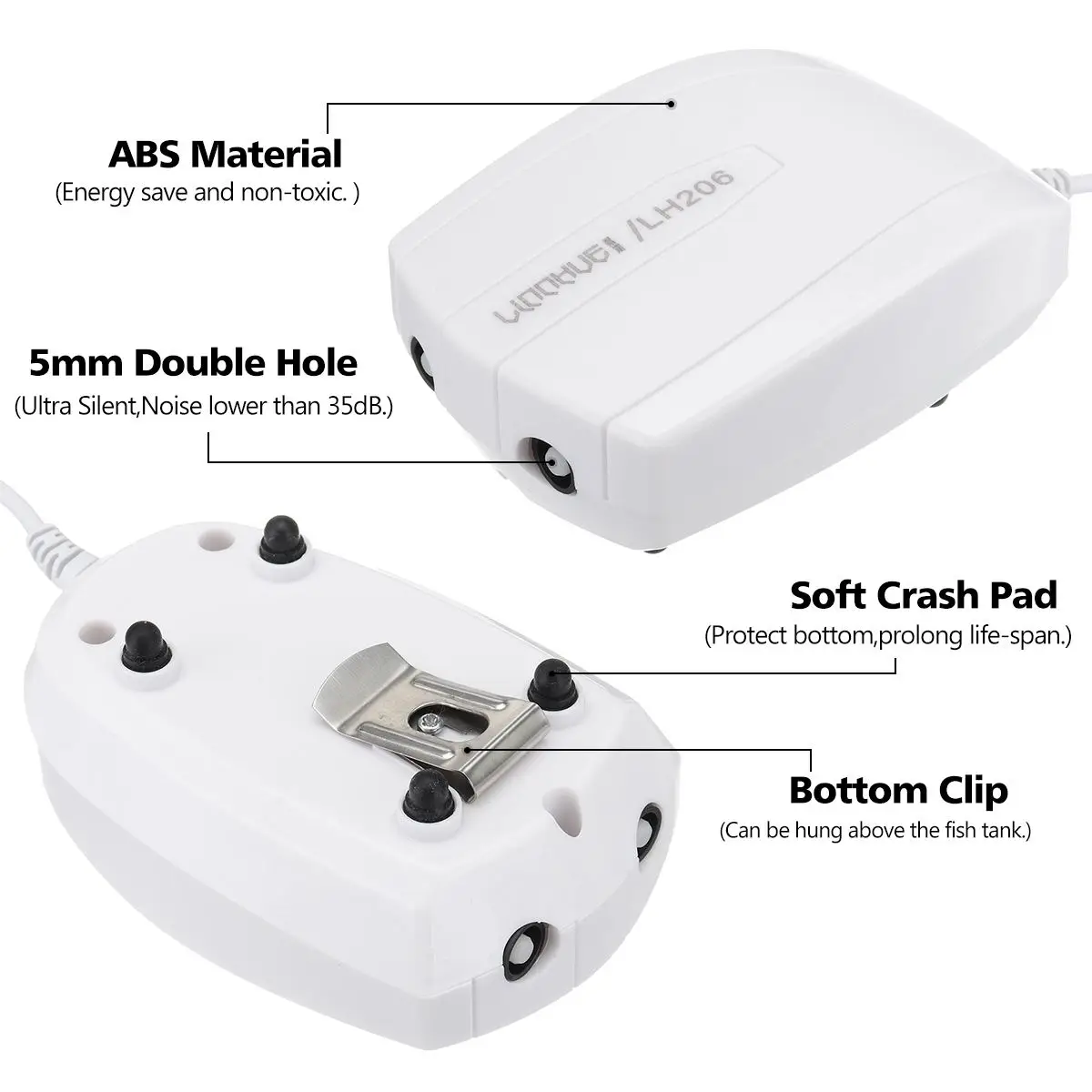 Одиночный/двойной воздушный мини-насос для аквариума, USB шнур, энергоэффективный, низкий уровень шума, кислородный насос для аквариума, инструменты для рыбалки на открытом воздухе