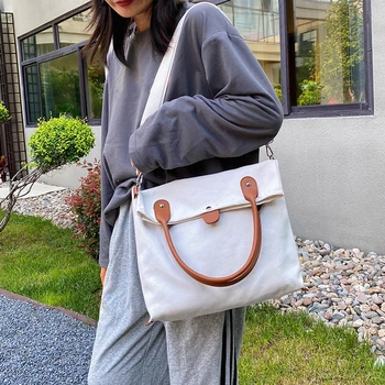 

Fashion Folding Women Shoulder Bag Canvas Large Capacity Female Portable Travel Crossbody bag Same style with Manni Wang 2020