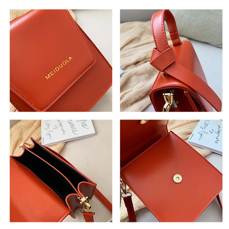 

2019 Autumn New Style WOMEN'S Bag Hand Square Sling Bag Solid Color One-Shoulder INS-Style Simple Multilayer Lettered Oblique Ba