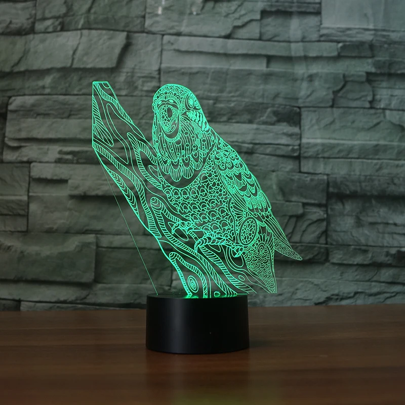 

New Parrot 3d Visual Illusion Lamp Transparent Acrylic Night Light Led Fairy Lampa Color Changing Touch Table Bulbing Lambas