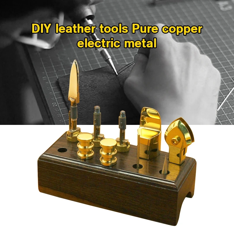 Best Price DIY Leather Tools Pure Copper Electric Metal Special Hot Edge Head Set + Base Magnetic Induction Heaters Machine Accessories