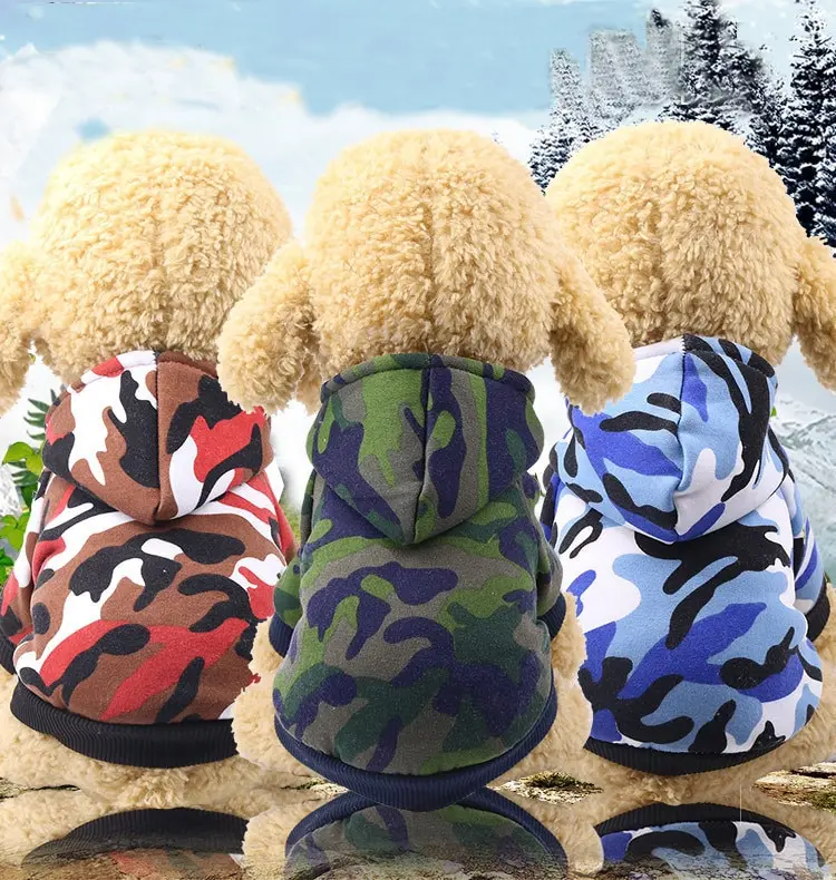 

Pet Clothing Warm Fleece Cat Clothes Dog Hoodies Sweaters Sporting Camouflage Printed Kitten Fleeces Apparel Coat Jackets