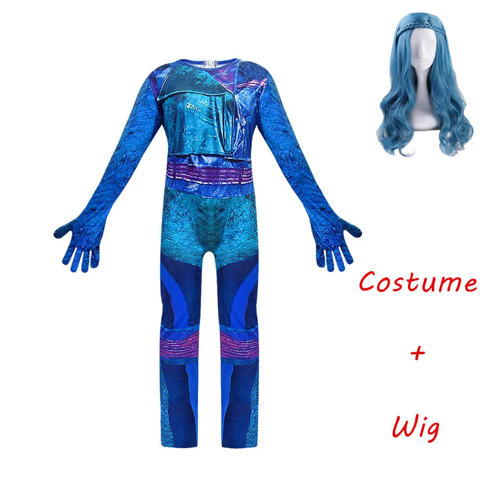 EvieB-wig Красные костюмы evie, детские костюмы на Хэллоуин для женщин, Fantasia, вечерние костюмы для девочек, Одри, потомки 3, маскарадный костюм для подарка - Цвет: EvieB-wig