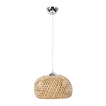 

Vintage Woven Pendant Lamp Natural Bamboo Rattan Chandelier Handmade Garden Hanging Lampshade E27 Adjustable Height Hanging Lamp