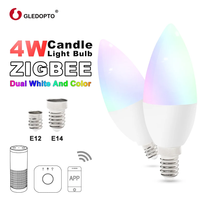 Zigbee rgb светодиодный светильник приложение smart control работает с 3,0 шлюзом smartthings 4 Вт rgbw теплый белый, холодный белый Светодиодный e12 e14 tapy