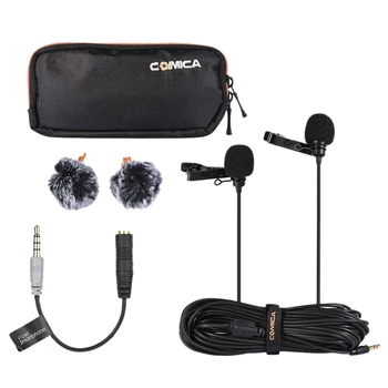 

Comica Dual-Head Lavalier Lapel Microphone Omnidirectional Condenser Clip-on Microphone for Canon Nikon Sony DSLR Cameras