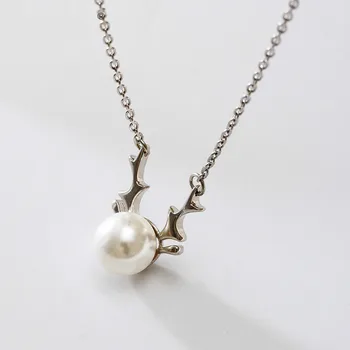 

Simple Temperament Ins Forest Necklace Cute Deer Pearl Pendant Wild Clavicle Chain Female Jewelry