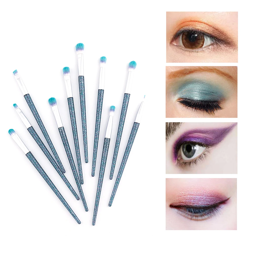 10pcs eyeshadow brush electroplate sequins handle makeup brush