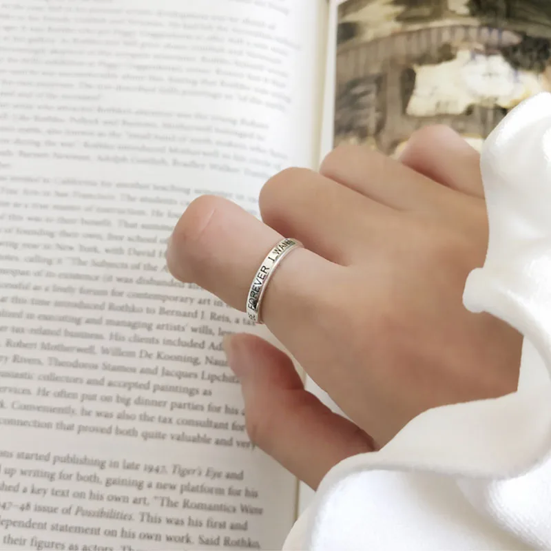 

Pure silver 925 permanent alphabet woman ring high quality open ring jewelry