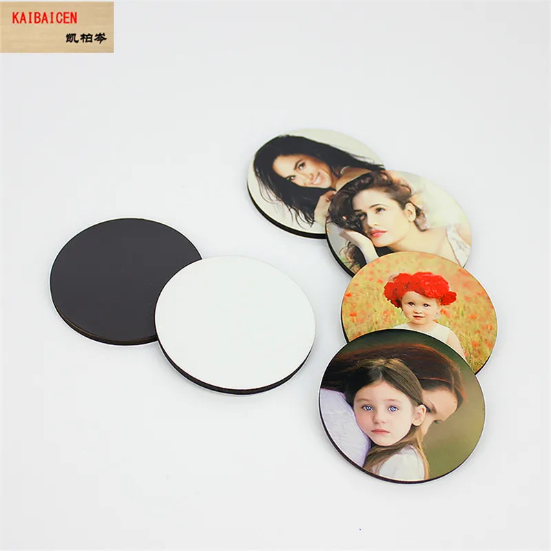 10pcs/lot Sublimation blank DIY Fridge Magnets Wooden MDF Refrigerator Sticker Creative Magnets Gift Heat transfer 