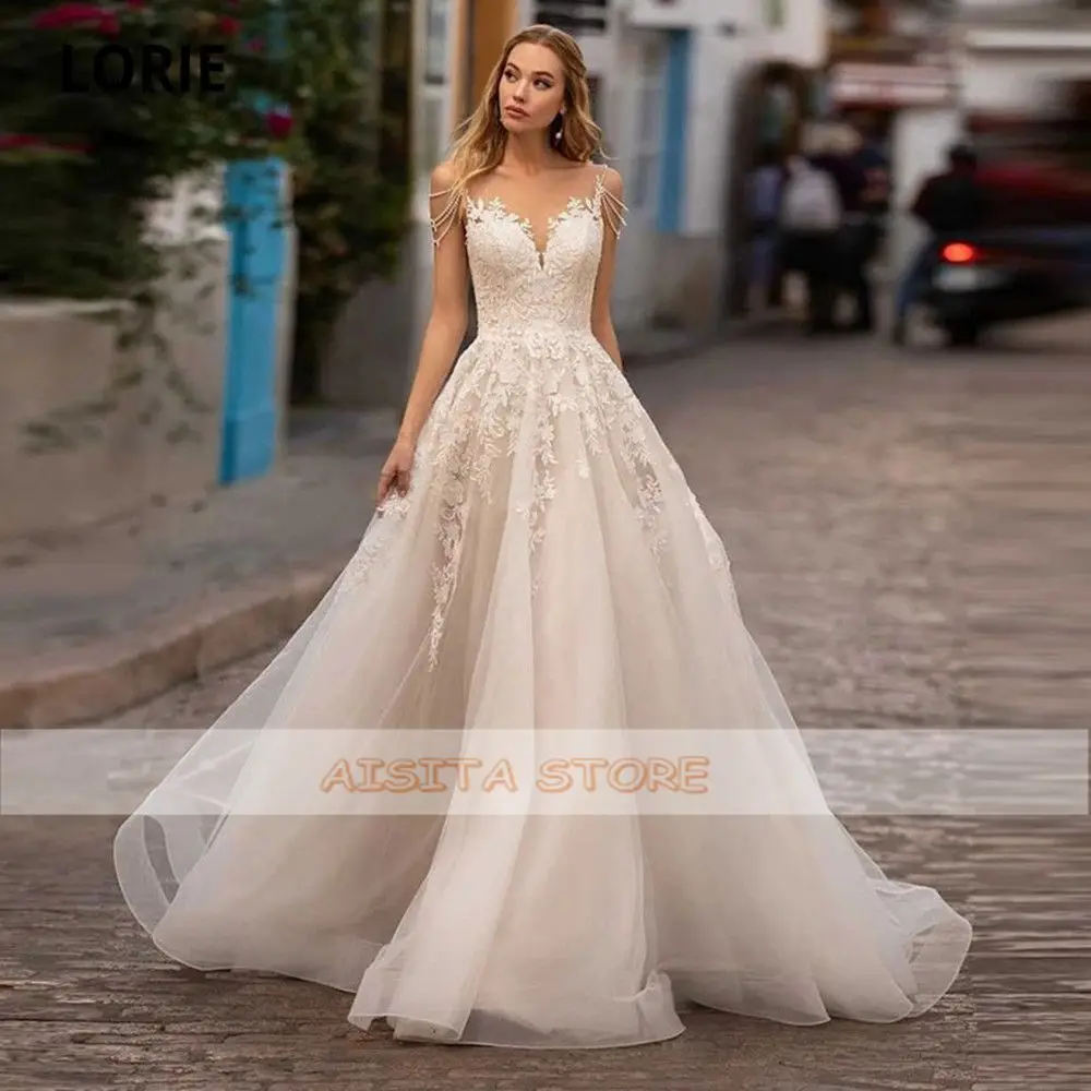 Vintage Wedding Dresses 2022 Vestido De Novia Beaded Cap Sleeves Lace Appliques A Line Open Back Sweep Train Bridal Gown bridal shower dress