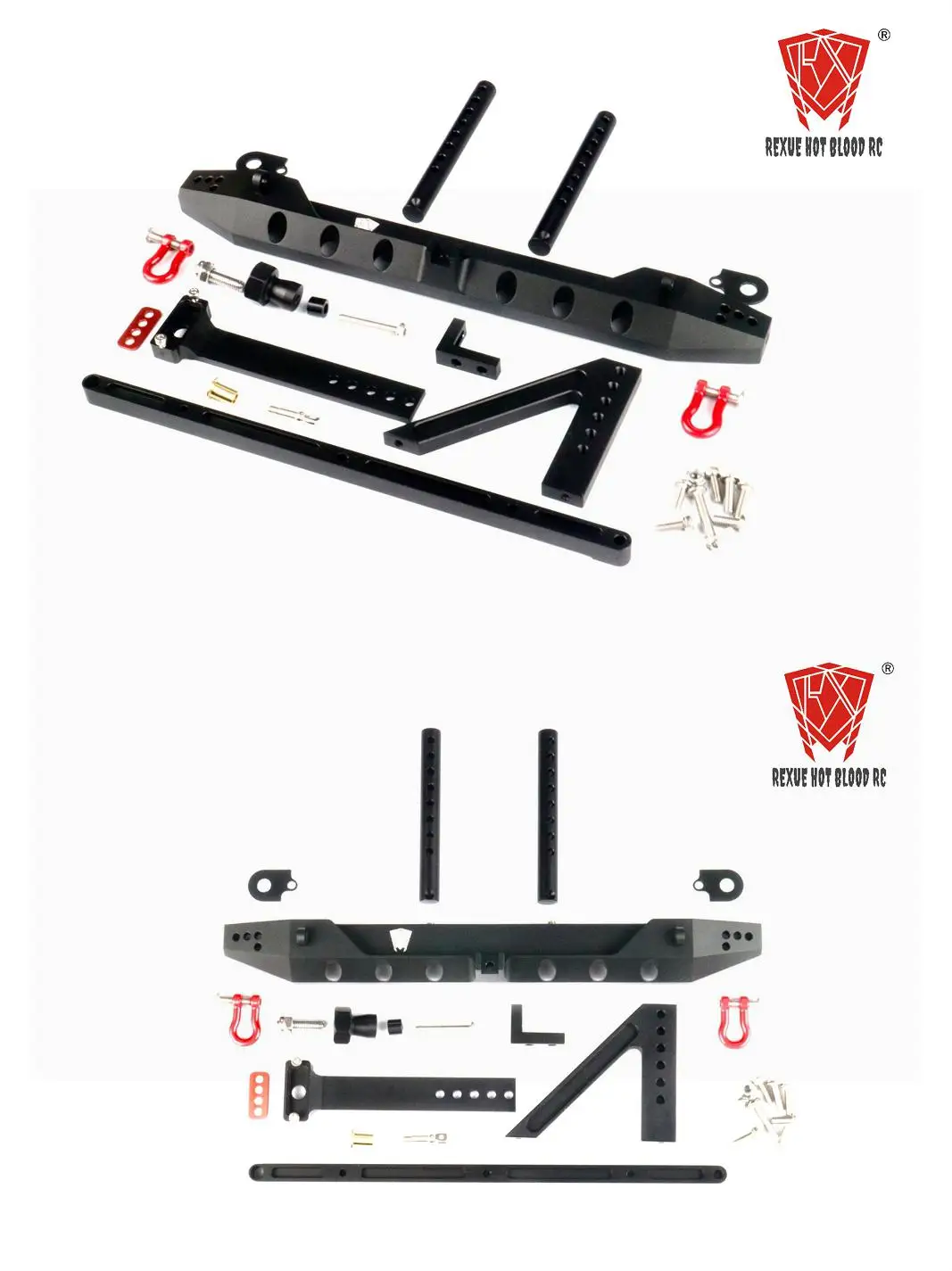 트랙스 1/10 RC카 Trx-4 디펜더 액시얼 Scx10 Ii 90046 90047 금속 리어 범퍼, 스페어 타이어 장착 가능