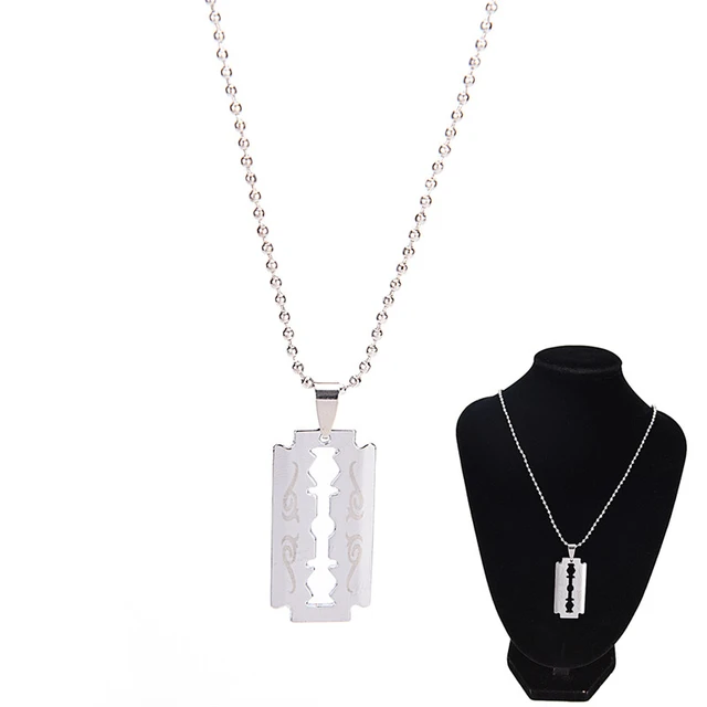 Steel Razor Blade Necklace with Ball Chain