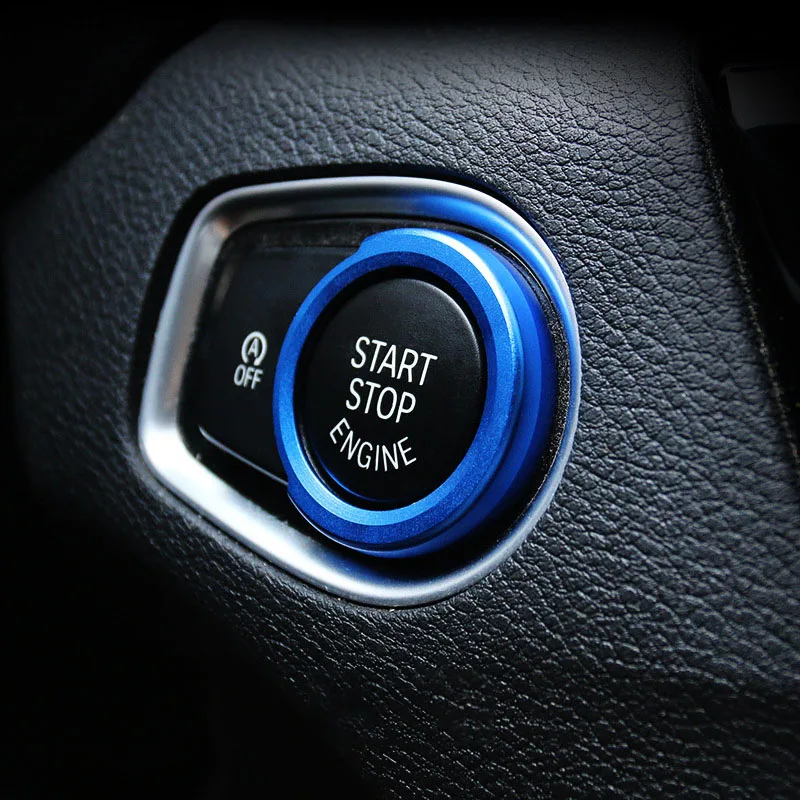 Car Engine Start Stop Engine Switch Button Trim Cover Fit for BWM 1 Series/ 2 Series/3 Series/ 3GT NEW X1 Car Styling Interior - Color Name: Blue