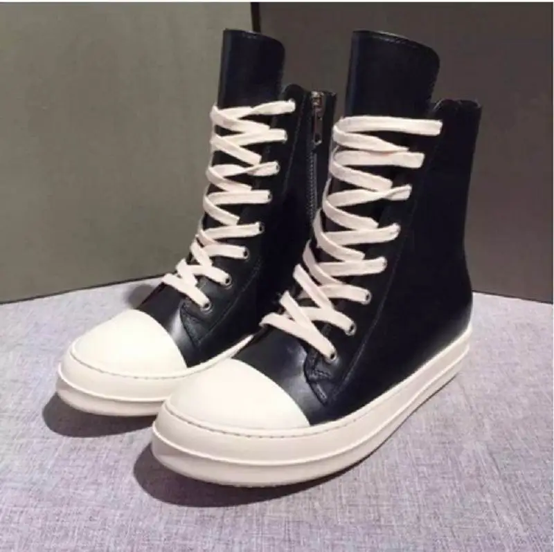 

Hot Selling Womens Black Ankle Boots Fashion High Top Casual Shoes Grils Flat Platform Lady Trending Shoes Plus Size 43 44
