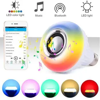 

Wireless Bluetooth E27 B22 LED Light Bulb Music Playing Lamp with Remote Control Bluetooth Light Bulb Creative Speaker