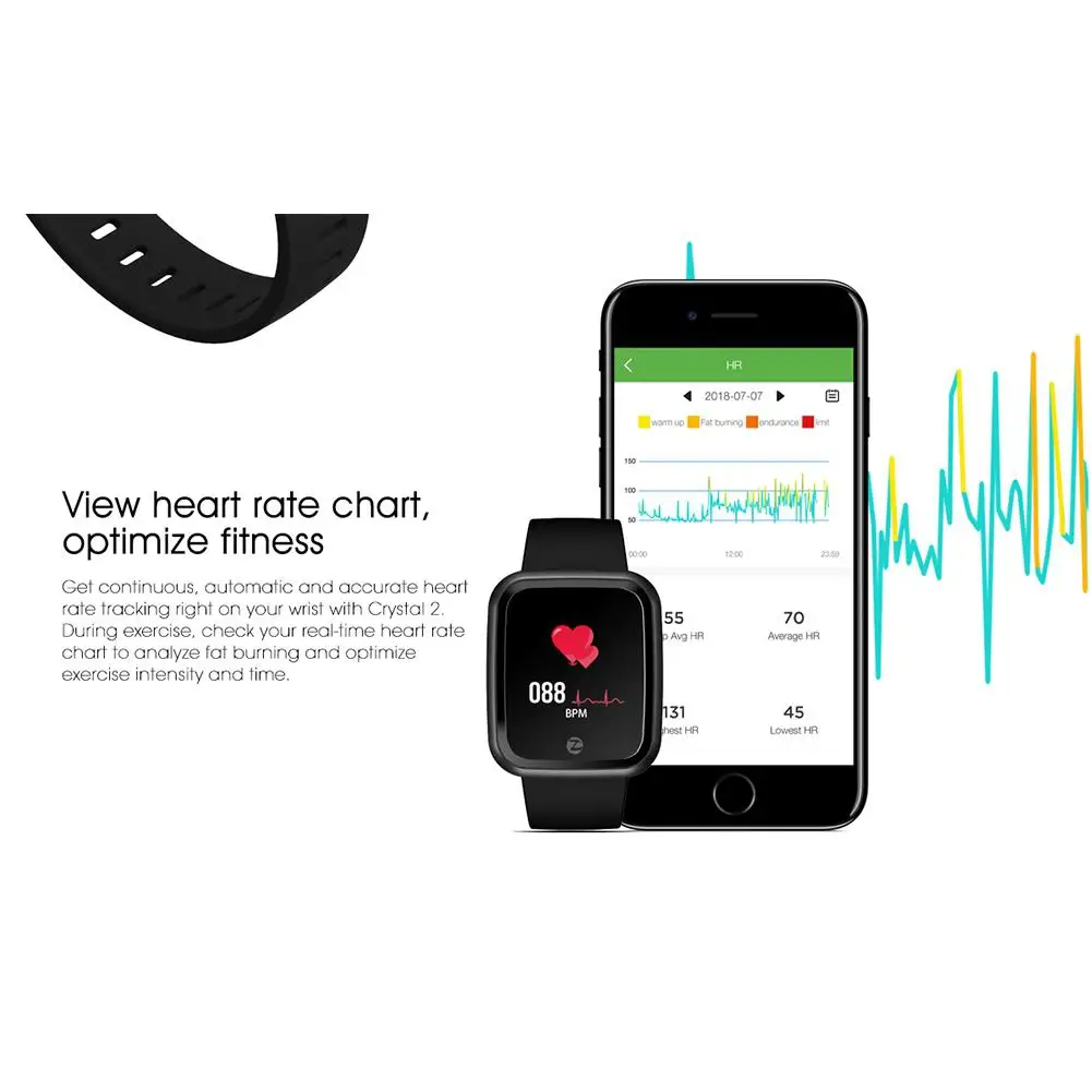 Смарт-часы для Android IOS часы Zeblaze Crystal 2 Smartwatch IP67 водонепроницаемый монитор сердечного ритма цветной дисплей R25