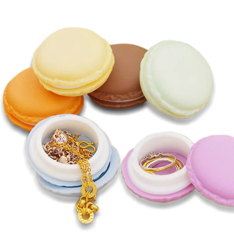 

Wholesale 5pcs/Lot Cute Candy Color Macaron Mini Macaron Jewelry rings Box Sundries Storage Box Pill Case Birthday Gift Box