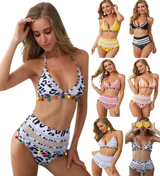

Swimming Suit for Women Sexy Tassels High Waist Bathing Suit Women Swimsuit Push Up Padded Brazilian Bikini Set Swimwear Women