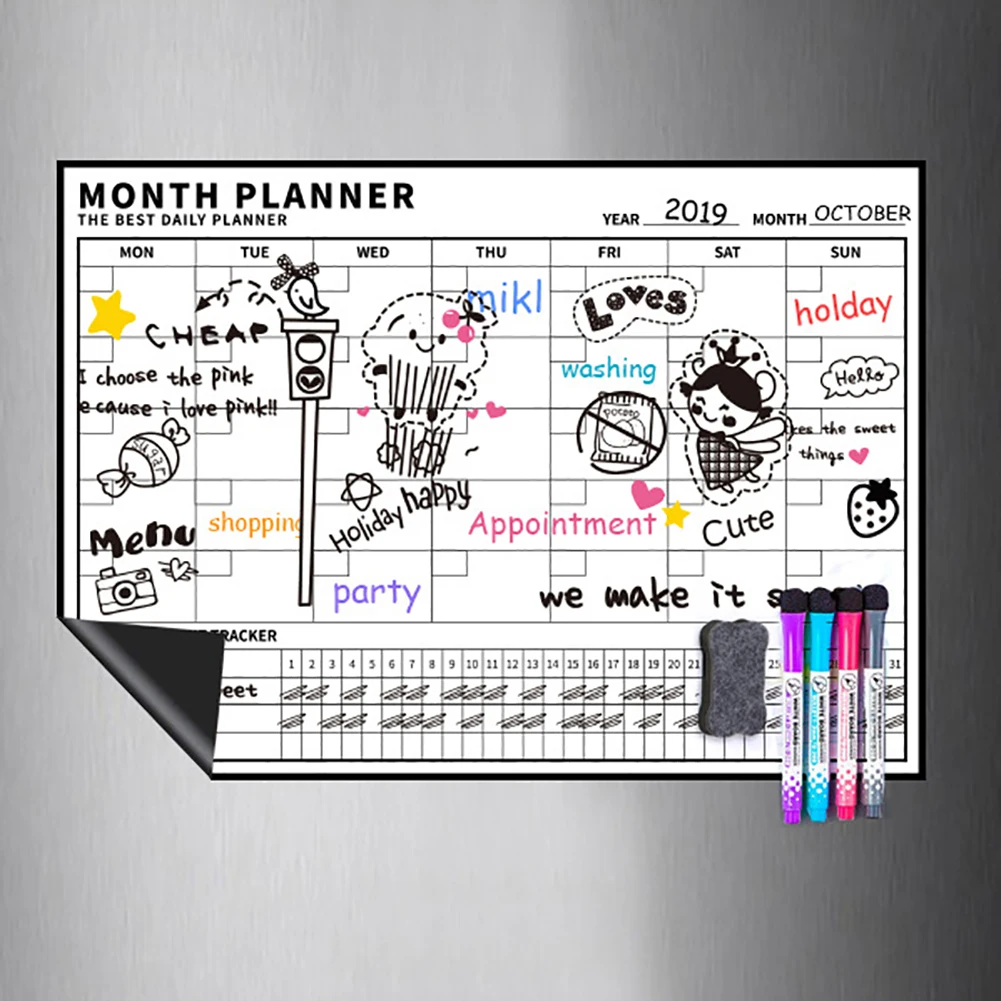 Магнитная стираемая доска для сообщений, планировщик на месяц, неделю, календарь, наклейка, классная доска для детей, школьные подарки, бизнес-офис, календарь для совещаний