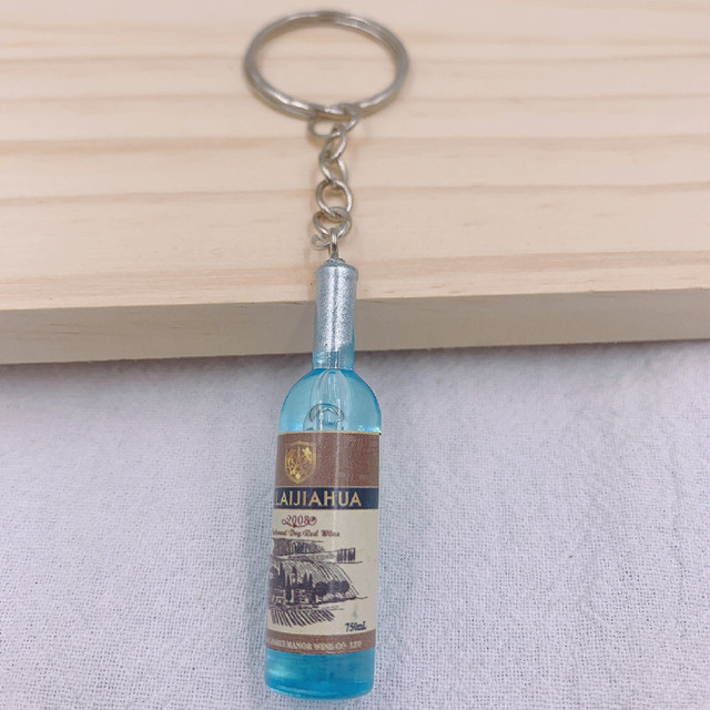 New Women/Men's Fashion Handmade Resin Wine Bottle Key Chains charm Key Rings Alloy Charms Gifts Wholesale