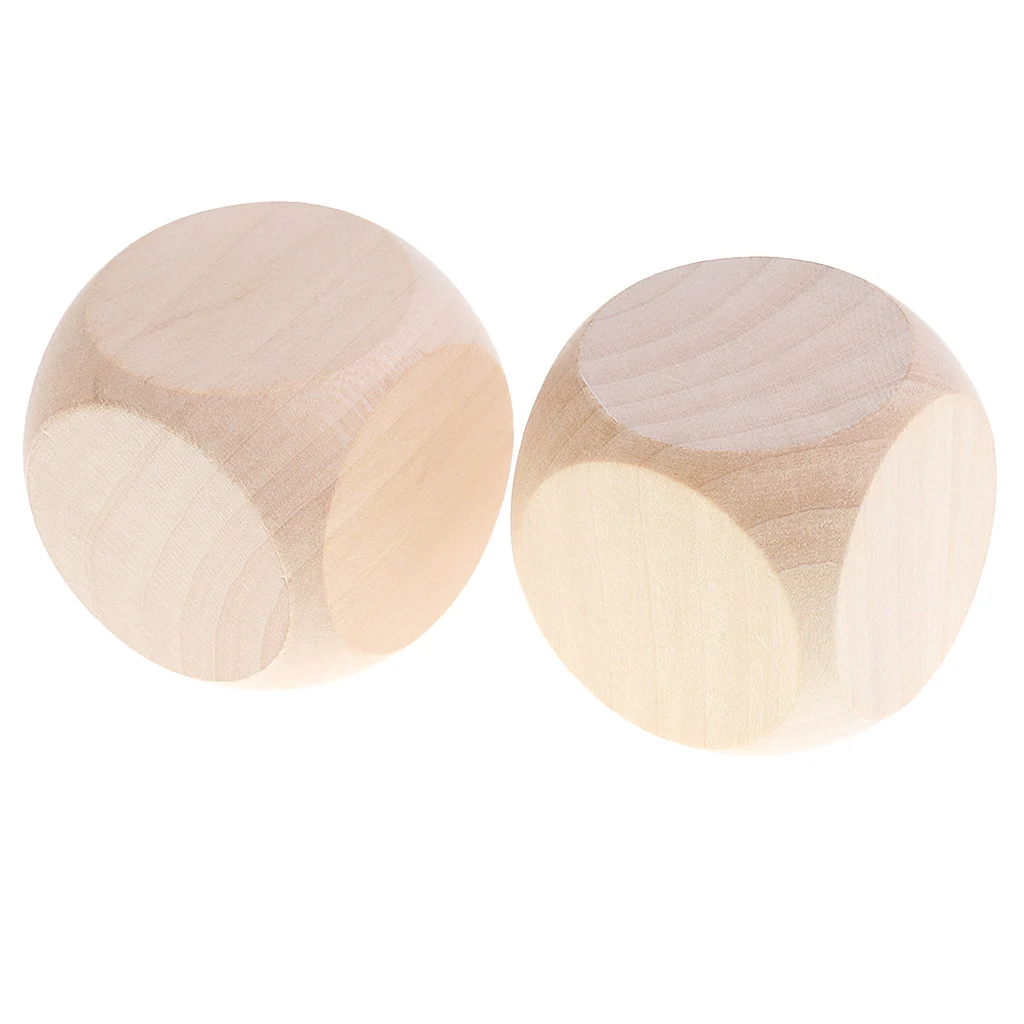 10 Pieces Wooden Blank Six Sided Dices For D&D MTG Board Games Props 1.96''