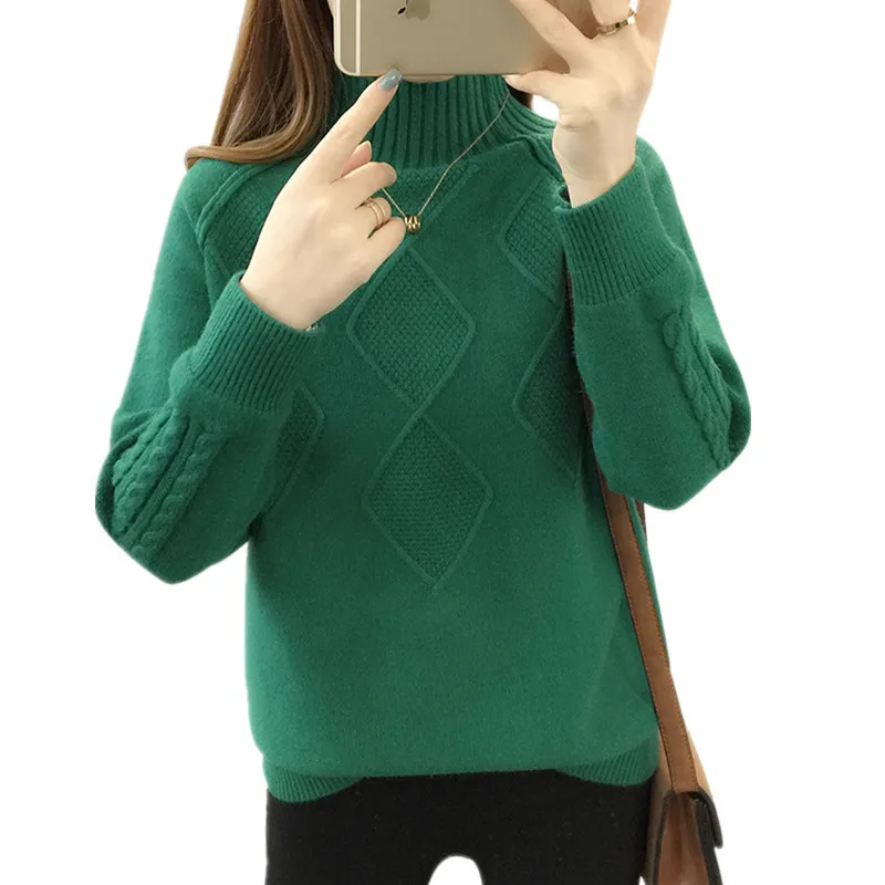

2019 Autumn Winter Women Pullovers Sweater Knitted Korean Elasticity Casual Jumper Fashion Slim Turtleneck Warm Female Sweaters
