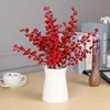Artificial Berries Branch Plastic Fake Flowers leaf Decorative Berry PE Red Berries Plant for New Year Christmas decoration ► Photo 1/6