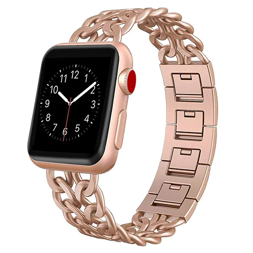 Ремешок из нержавеющей стали для Apple Watch 5 4 40 мм 44 мм ремешок металлические звенья браслет iWatch ремешок для Apple Watch Series 1 2 3 42 мм 38 мм - Цвет ремешка: Rose Gold