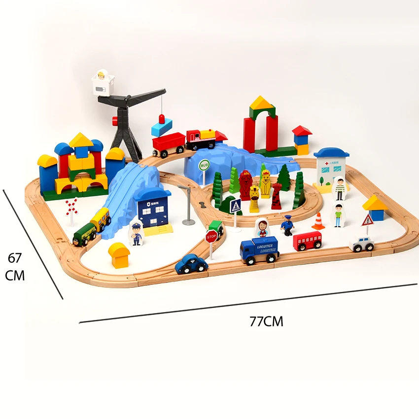 

123pcs small train track car building block track train toy set compatible with wooden small train track children train game