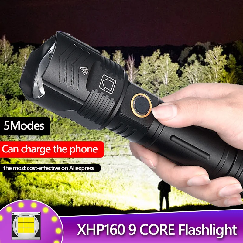 XHP160 Most Powerful Rechargeable LED Flashlight Tactical Flashlights